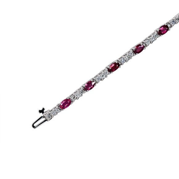 14K White Gold 5.50 Ct. tw. Ruby and Diamond Bracelet - Picture 2 of 3